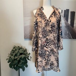 Parker pink Floral cold shoulder mini dress in pink paradise size s
